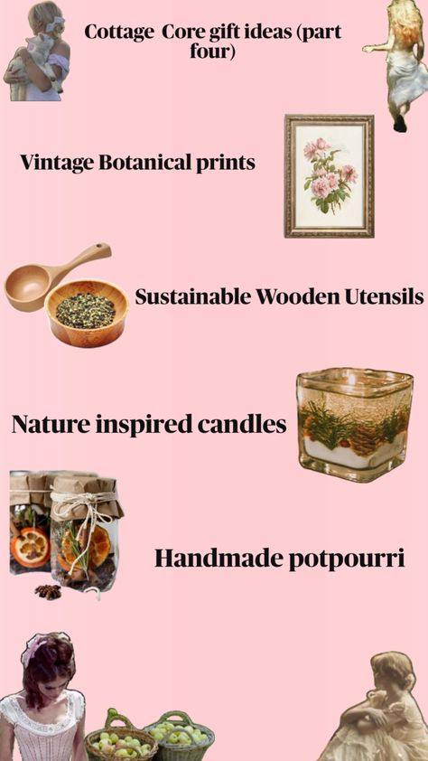 #Cottage Core gift ideas #cottagecore#cottagecoregift#aesthetic#cottagecoregirl#beautifulcottagecore#lovecottagecore Cottage Core Hobbies, Cottagecore Life, Cottagecore Living, Vintage Botanical Prints, Candle Inspiration, Wooden Utensils, Vintage Botanical, Handmade Candles, Potpourri