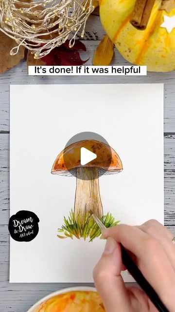 WATERCOLOR DAILY ⭐ online art gallery on Instagram: "Artist @dreamanddraw.school ✨ Let’s draw a mushroom🍄🧡☺️ More amazing art on @watercolor_daily  Do you want to show your art to the world? 🌏 DM us for promotion @watercolor_daily 💌  . . . . . #letsdrawmushroom #drawmushroom #howtodrawmushroom #drawingmushroom #mushroomdrawing #easyartutorial #beginnersdrawing  #watercolortutorial #watercolorvideos #watercolour #watercolor #watercolorsketching #artlesson #arttutorial #watercolortutorial #sketchtutorial #howtodraw #howtopaint #howtowatercolor" Watercolour Mushroom Tutorial, Watercolour Mushroom, Draw A Mushroom, Mushroom Watercolor, Dream Drawing, Mushroom Drawing, Watercolor Ideas, Sketches Tutorial, Watercolour Art