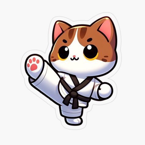 Get my art printed on awesome products. Support me at Redbubble #RBandME: https://www.redbubble.com/i/sticker/Karate-Cat-in-Action-with-Cute-Kick-by-GalenoBuffet/164066297.O9UDB?asc=u Taekwondo Art, Karate Cat, Karate Stickers, Birthday Boards, Karate Kick, Kids Room Interior Design, Aesthetic Sticker, Kids Interior Room, Aesthetic Stickers