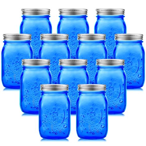 PRICES MAY VARY. Sufficient Quantity: you will get 12 pieces of 32 oz glass jars with lids in dark blue color, enough quantity for your use in daily life and important occasions, and you can also share some with others, will be your helper in the kitchen and many occasions Proper Capacity to Use: each of these canning jars has a capacity of 32 oz, allowing you to store various food and spices, such as nuts, candies, and beans; Please do not put too hot or cold water into it Safe to Apply: mason Christmas Diy Crafts, Colored Mason Jars, Blue Mason Jars, Making Glass, Amber Glass Jars, Canning Jar, Glass Jars With Lids, Mason Jar Centerpieces, Glass Mason Jars