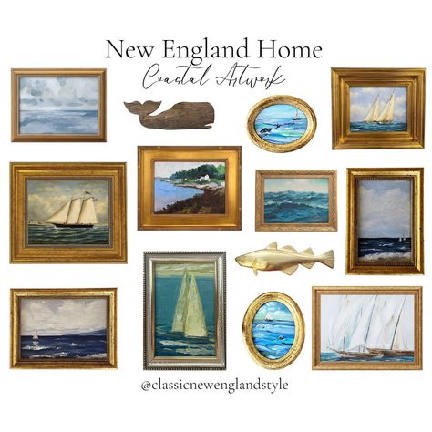 Coastal New England Kitchen, New England Wall Art, New England Nautical Decor, New England Beach House Decor, New England Painting, New England Nursery, Nantucket Aesthetic Interior, New England Coastal Aesthetic, New England Decorating Style