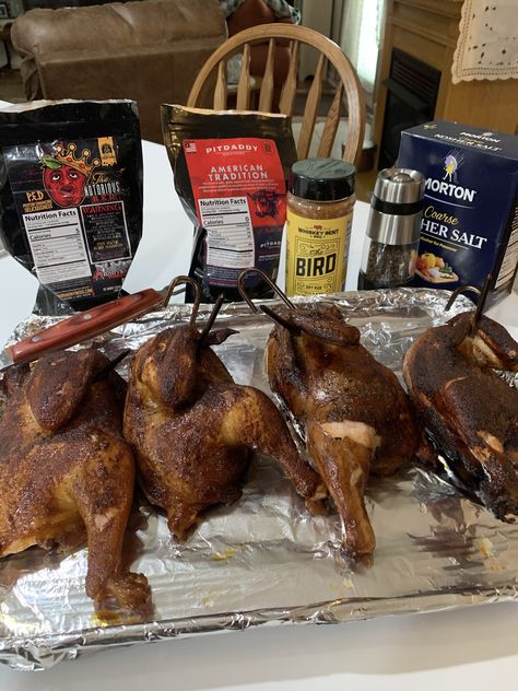 Pit Barrel Cooker Recipes:  Chicken Halves 3 Ways Pit Barrel Cooker Recipes, Pretzel Crusted Chicken, Barrel Smoker, Barrel Race, Lean Protein Meals, Pit Barrel Cooker, Cooked Chicken Recipes, Half Chicken, Smoked Food