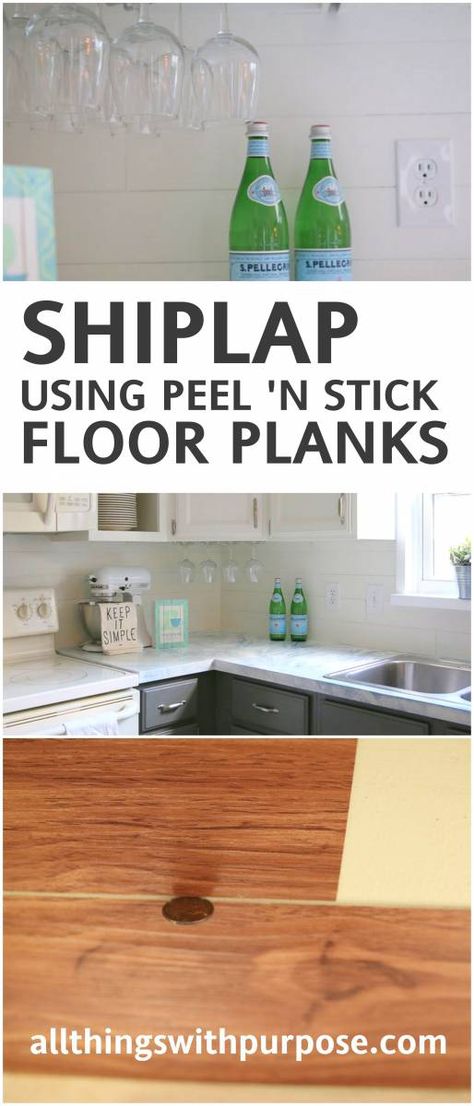 Peel And Stick Vinyl Flooring, Fantasy Kitchen, Backsplash Cheap, Red Backsplash, Ikea Duktig, Shiplap Backsplash, Diy Kitchen Backsplash, Peel And Stick Floor, Decoration Shabby