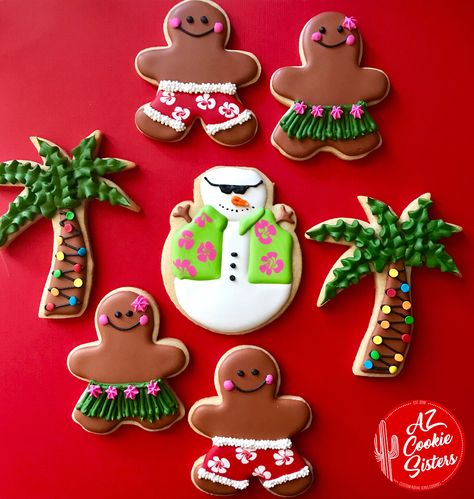 Christmas In July Baked Goods, Christmas In July Decorated Cookies, Christmas In July Sugar Cookies, Hawaiian Christmas Cookies, Tropical Christmas Cookies, Christmas In July Cookies Decorated, Beach Christmas Cookies, Christmas In July Food Ideas, Christmas In July Cookies