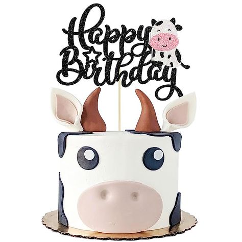 Farm Animals Theme Birthday, Cow Cake Topper, Birthday Cow, Cow Cake, Kids Birthday Party Cake, Happy Birthday Theme, Cow Cakes, Animal Theme Birthday, Baby Shower Party Themes