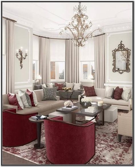 Trendy Living Room Colors, Off White Living Room, Maroon Living Room, White Living Room Chairs, Shell Kitchen, Home Studio Decor, Burgundy Living Room Decor, Room Chairs Design, Living Room Design Diy