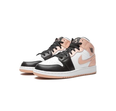 Pair of Nike Air Jordan high tops in black white and nude colour Jordan 1 Mid Crimson Tint, Jordan 1 Mids, Meds For Dogs, Air Jordan 1 Mid Gs, Branded Shoes For Men, Jordan Model, Nike Air Jordan 1 Mid, Womens Jordans, Sneakers Addict