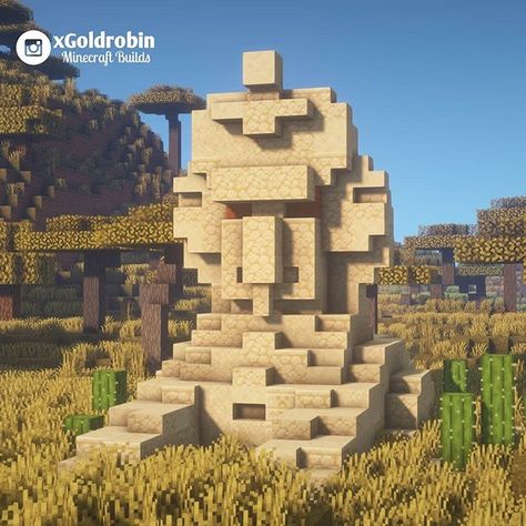 Goldrobin - Minecraft Builder on Instagram: “Villager Sphinx! 🏜 Follow @xgoldrobin for more Minecraft Buildings ideas & designs!…” Villager Statues Minecraft, Minecraft Desert Builds, Minecraft Building Tutorials, Minecraft Desert House, Minecraft Building Blueprints, Case Minecraft, Minecraft Statues, Minecraft Decoration, Rumah Minecraft Sederhana