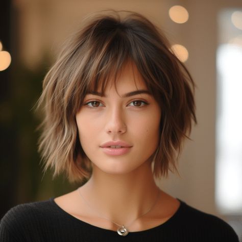 Fringe Bob Haircut, Choppy Bob Hairstyles, Chin Length Hair, Messy Short Hair, Edgy Short Hair, Trendy Hair, Facial Features, Long Wavy Hair, Trending Hairstyles