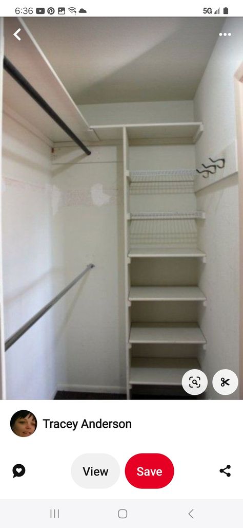 Small Deep Closet, Long Narrow Closet, Small Walkin Closet, Narrow Closet Design, Narrow Closet, Deep Closet, Small Walk In Closet, Closet Redo, Closet Planning