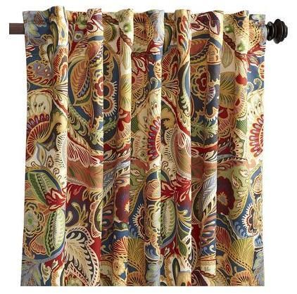 Paisley Curtains, Blue Shutters, Tuscan Design, Tab Curtains, Tuscan Kitchen, Mediterranean Home Decor, Drapery Rods, Mediterranean Home, Tuscan Style