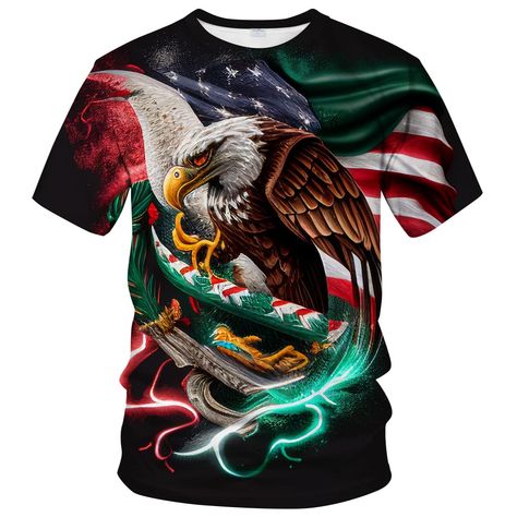 PRICES MAY VARY. Style and details -- Cool&Fashion American flag Shirts, double-needle stitching at shoulder, armhole, neck, waistband and cuffs.Easy to match with different kinds of jeans or leggings or pants. Unique Eagle Totem patterns will make you distinguish himself from the crowd. Soft and comfortable fabric -- Polyester 88% + Spandex 12%,no pilling, machine washable, breathable and soft,lightweight and reachable.Mix material with good permeability.Polyester material is easier to print th American Flag Shirts, Eagle Totem, Funny Flags, Pants Unique, Eagle Graphic, American Flag Shirt, Men Summer, Flag Shirt, Flag Tshirt