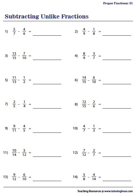 Subtracting Unlike Fractions Subtract Fractions Unlike Denominators, Subtracting Fractions Unlike Denominator, Easy Healthy Cookies, Free Fraction Worksheets, Unlike Fractions, Grade 5 Math Worksheets, Subtract Fractions, Pre Algebra Worksheets, Fraction Practice