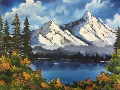 Paintings Mountains, Lakes Paintings, Mountain Canvas Art, Mountain Painting Landscape, Landscape On Canvas, Mountains And Water Painting, Acrylic Painting Ideas Mountains, Landscape Mountain, Mountain Landscape Acrylic Painting