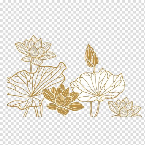 Lotus Texture, Golden Lotus, Lotus Graphic, Lotus Flower Clipart, Golden Lotus Flower, Lotus Frame Background, Green Floral Decor, Lotus Vector, Lotus Flower Vector Illustrations