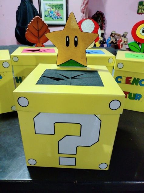 Super Mario Cricut Projects, Mario Halloween, Mario Brothers Birthday Party, Mario Kart Party, Mario Bros Birthday Party Ideas, Mario Crafts, Kids Valentine Boxes, Super Mario Bros Birthday Party, Mario E Luigi