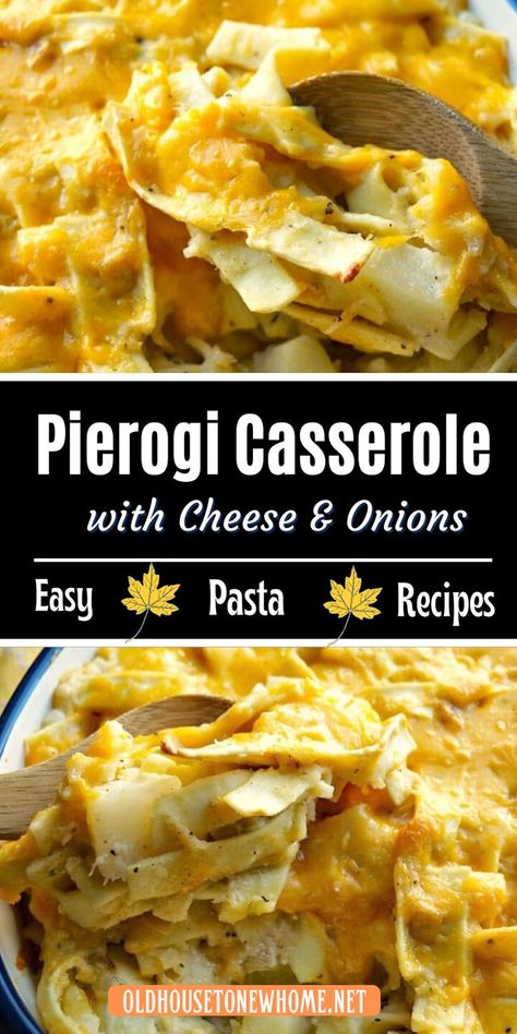 This casserole gives you all the taste of pierogi, but without all the work of rolling out the dough and stuffing it! Perogi Casserole, Pierogi Casserole, Perogies Recipe, Meatless Meal, Potato Cheese, Creamy Pasta, Easy Pasta Recipes, Fresh Pasta, Meatless Meals