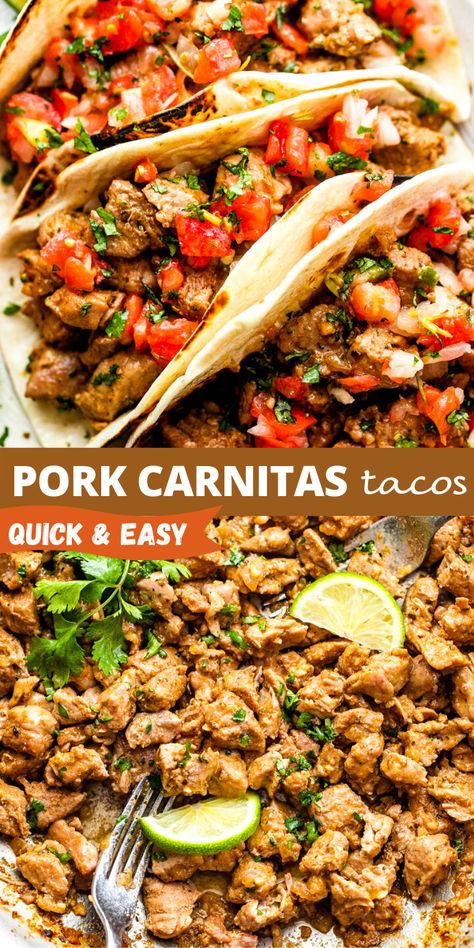 Pork Recipes Mexican Dinners, Taco Pork Carnitas, Ground Pork Taco Bowl, Pork Chop Carnitas Slow Cooker, Ground Pork Carnitas, Pork Barbacoa Tacos, Mexican Food Pork Recipes, Mexican Pork Marinade Recipe, Ground Pork Loin Recipes