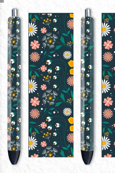 Floral Pen Wraps Cow Pen, Epoxy Pens, Apple Pen, Pen Wraps, Beaded Pens, Vector Cut Files, Glitter Pens, Vector Cut, Repeat Pattern