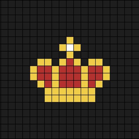 A small pixel art template of the royals' crown (red and gold) by Happy-Panda-4-13. Crown Pixel Art, Small Pixel Art Ideas, Pixel Art Pattern Easy, Pixel Art Facil, Small Pixel Art, Art Galaxie, Pixel Art Minecraft, Piskel Art, Drawing Ideas Easy