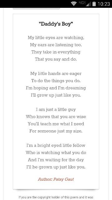 Father And Son Poems, Son To Father Poems, Father Son Poem, Happy Birthday Daddy From Son, Father To Son Poem, Walk With Me Daddy Poem, Poems For Boys, Poem For My Son, Daddy Iusses Lyrics