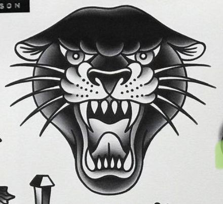 Panther Tattoo Meaning, Traditional Tattoo Outline, Traditional Panther Tattoo, Black Panther Tattoo, Big Cat Tattoo, Traditional Black Tattoo, Traditional Tattoo Old School, Traditional Tattoo Inspiration, Panther Head