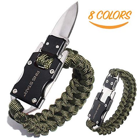 RNS STAR Paracord Knife Bracelet Paraclaw Knife Bracelet Survival Cord Bracelets Multitool Survival Gear Tactical EDC Bracelet Camping Paracord Bracelet for Men Gift (Green_Regular). For product & price info go to:  https://all4hiking.com/products/rns-star-paracord-knife-bracelet-paraclaw-knife-bracelet-survival-cord-bracelets-multitool-survival-gear-tactical-edc-bracelet-camping-paracord-bracelet-for-men-gift-green_regular/ Edc Bracelets, Knife Bracelet, Jungle Survival, Camping Gear Diy, Paracord Knife, Mens Camping, Survival Quotes, Bear Grylls, Paracord Survival