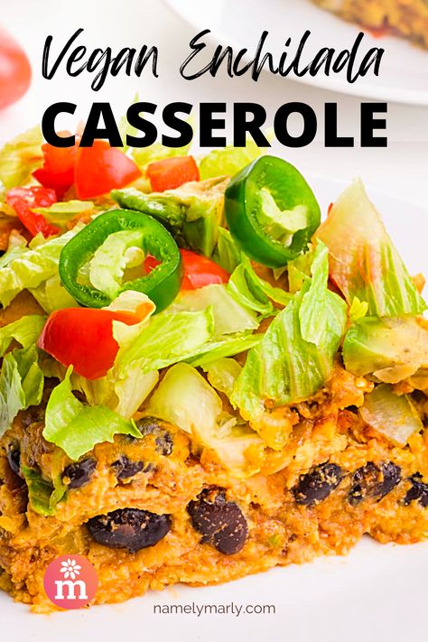 Vegan Mexican Casserole, Vegan Enchilada Casserole, Vegan Enchiladas, Vegetarian Enchiladas, Enchilada Casserole Recipes, Vegan Dinner Recipes Easy, Mexican Recipe, Vegan Mexican Recipes, Vegan Cheese Sauce