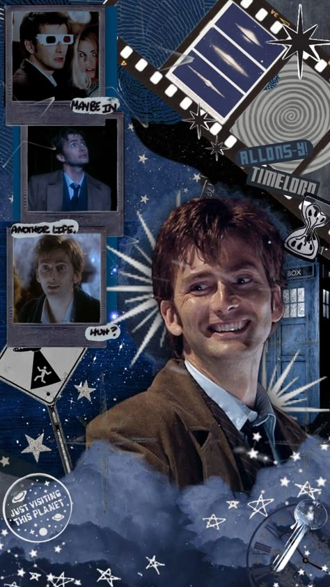 i wanna give him a hug #doctorwho #thedoctor #ten #tenthdoctor #tv #collage #blue #blueaesthetic #aestheticboard #aesthetic Tv Collage, Tenth Doctor, A Hug, The Doctor, Doctor Who, Collage, Tv, Blue