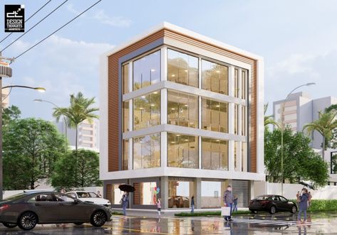 A Modern Commercial Building Design - Design Thoughts Architect 4 Storey Commercial Building Design, Small Commercial Building Plan, Modern Commercial Building, Commercial Building Design, Building Design Ideas, Commercial Building Plans, Commercial Design Exterior, Commercial Building, Building Plan