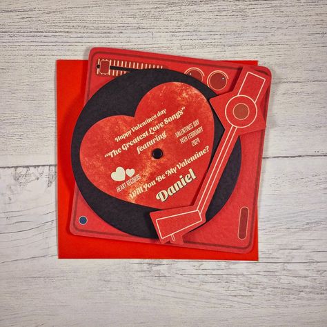 Personalised Valentine's Day Card, Record Player Card, Boyfriend Valentine's Card, Love Card for Him, Valentines Husband Wife Card - Etsy Valentines Husband, Quirky Valentines, February Hearts, Love Cards For Him, Card Boyfriend, Retro Record Player, Husband Valentine, Valentine's Card, Player Card