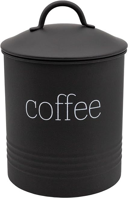 AuldHome Enamelware Black Coffee Canister; Modern Farmhouse Style Coffee Storage for Kitchen Rustic Kitchen Storage, Coffee Storage Containers, Reading Coffee, Storage For Kitchen, Coffee Container, Coffee Storage, Countertop Storage, Coffee Canister, Coffee Sizes