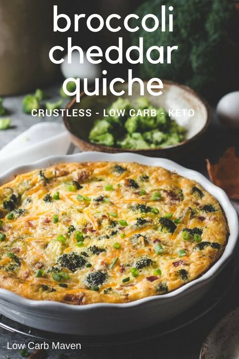 Quiche Keto, Crustless Broccoli Quiche, Filet Mignon Chorizo, Broccoli Cheddar Quiche, Cheddar Quiche, Low Carb Quiche, Keto Quiche, Broccoli Quiche, Low Carb Maven