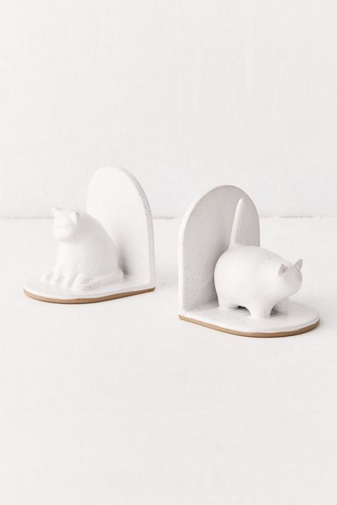 Cat Bookend Set Cat Room Decor, Kitty Room, Brooklyn Apartment, Clay Diy Projects, Keramik Design, Ceramic Cat, Reading Gifts, Book Ends, Cat Books