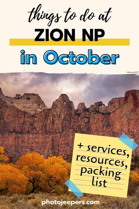 Zion in the fall is an amazing time to visit because the temperatures are “just right”! If you’re considering a Zion National Park vacation to enjoy outdoor activities, then this time of year is the best! Keep in mind it’s still a busy time of year so be prepared for the crowds. Use this guide to know all about visiting Zion National Park in October: what to pack, where to stay, and what to see, do and photograph! Zion In October, Zion National Park October, October Outfits, Zion Canyon, Utah Road Trip, National Park Vacation, Bryce Canyon National Park, National Parks Trip, Bryce Canyon