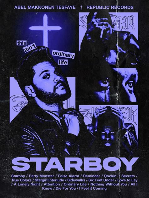 The Weeknd Graphic Design, The Weeknd Purple, Purple Poster Design, Purple Posters, The Weeknd Starboy, Weeknd Starboy, Purple Poster, The Weeknd Poster, Grunge Posters