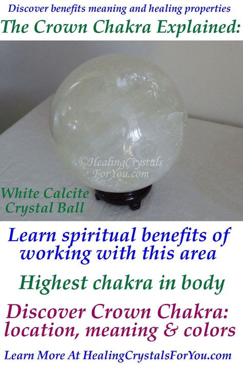 The Crown Chakra Explained. Boosts spirituality & higher ideals. This chakra manages specific areas of the brain relates to higher consciousness spirituality & commitment to higher ideals. White Calcite is a powerful crown chakra stone #WhiteCalcite #CrownChakra #crownchakrastones #higherconsciousness #spirituality #commitmenttohigherideals #HealingCrystals #CrystalProperties #MeaningsandUse White Calcite Crystal Meaning, Crown Chakra Blockage, Healing Crown Chakra, Crystals For Crown Chakra, Mystical White Crystals For Meditation, Chakra Meanings, Clear Quartz Chakra, Healing Crystals For You, Health Management