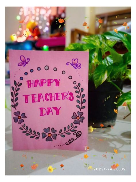 Teachers Day Card Easy And Simple, Simple Cards For Teachers Day, Teacher Day Drawings Ideas Easy, Simple Greeting Cards For Teachers Day, Simple Teacher Day Card, Teachers Day Gift Ideas Handmade Aesthetic, Simple Teachers Day Card Ideas Aesthetic, Teachers Day Card Design Ideas, Teachers Day Card For Maths Teacher