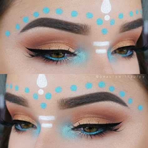 Blue Eyebrows, Extreme Make-up, Carnaval Make-up, Makeup Festival, Coachella Makeup, Makeover Makeup, Eyes Eyeliner, Beauty Makeover, Rave Makeup