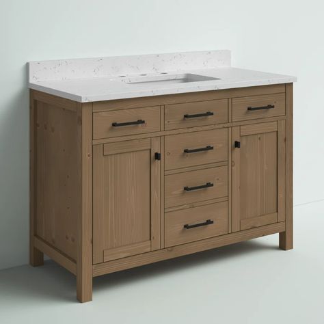 Andover Mills™ Brantley 48" Single Bathroom Vanity Set | Wayfair Two Panel Doors, Limestone Countertops, Calacatta Quartz, Ceramic Undermount Sink, Engineered Stone, Bathroom Vanity Tops, Undermount Sink, Soft Close Doors, Single Bathroom