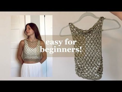 how to crochet: mesh tank top - YouTube Mesh Crochet Tank Top, Crochet Mesh Tank Top Free Pattern, Mesh Top Crochet, Tank Top Tutorial, Tank Tops Diy, Mesh Tank Top, Crochet Tank Top, Crochet Tank, Diy Crochet Projects