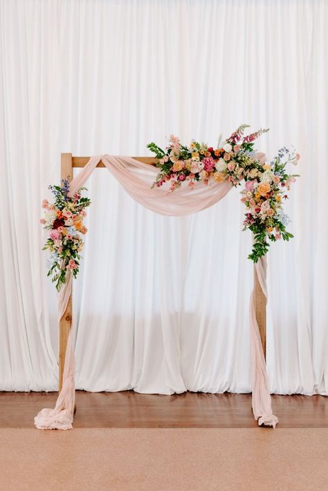 Kristen Casillas Weds Greg Parker | Wildflower Inspired Ballroom Wedding Wildflower Wedding Theme, Diy Wedding Backdrop, Mandap Decor, Wedding Arch Flowers, Wedding Arbour, Arch Flowers, Ceremony Arch, Ballroom Wedding, Pastel Wedding