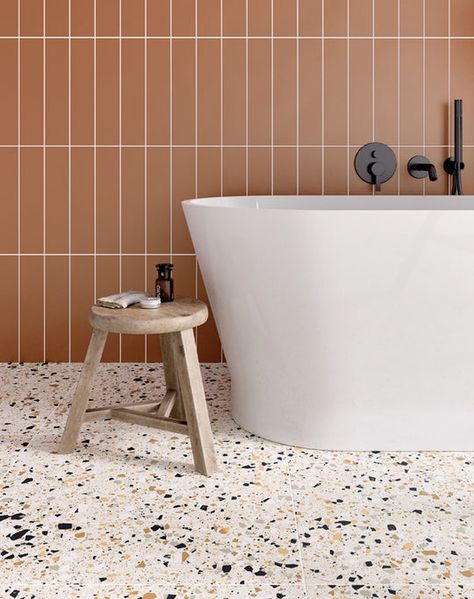 Terrazzo Effect Tiles | Porcelain Floor & Wall | Quorn Stone | Green And Terrazzo Bathroom, Feature Floor Tiles Bathroom, Terrazzo Bathroom Terracotta, Terrazo Floor Bathrooms, Terrazzo Tile Bathroom Floor, Terrazo Bathroom Flooring, Terrazzo Bad, Terazzo Floor Bathroom, Stone In Bathroom