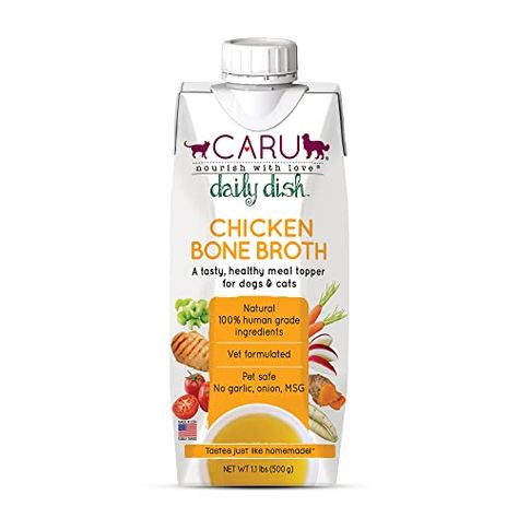 CARU Daily Dish Chicken Broth Meal Topper for Dogs and Cats - 1.1 lbs Beef Bone Broth, Chicken Bones, Food Topper, Beef Bones, Tasty Bites, Company Meals, Bone Broth, Pet Safe, Dogs And Cats