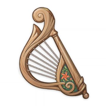 Windsong Lyre | Genshin Impact Wiki | Fandom Lyre Genshin Impact, Mythical Instruments, Dnd Flute Item, Dnd Bard Lyre, Magic Instrument Fantasy Art, Weaponized Instrument Dnd, Animation Classes, Anime Accessories, Background Drawing