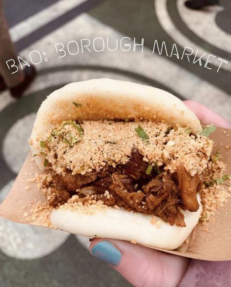 I tried the takeaway bao buns from Bao Borough Market (London)! Having been to the Soho branch as well, I can definitely recommend this place, for eat in or takeout!😊 (the bao bun above is the classic bun with pork and peanuts in) #londonfood #bao #baobuns #takeaway Classic Bun, Borough Market London, Bao Buns, Borough Market, London Food, Hot Dog Buns, Places To Eat, Buns, Hot Dogs