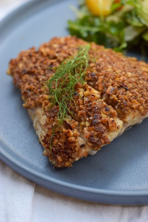 Pecan Crusted Grouper, Almond Crusted Halibut, Pecan Crusted Halibut Recipes, Pecan Crusted Walleye, Pecan Crusted Fish, Pecan Crusted Halibut, Crusted Halibut, Romantic Dinner At Home, Main Dish Meals