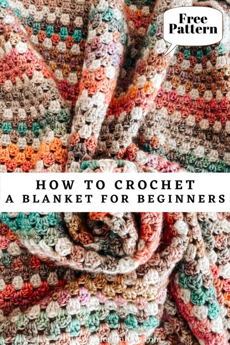 How to crochet a Granny stripes blanket Crochet Blanket Granny Stripe, Granny Stripe Crochet, Granny Stripe Blanket, Striped Crochet Blanket, Crochet Throw Pattern, Granny Square Crochet Patterns Free, Crochet For Beginners Blanket, Crochet Blanket Designs, Crochet Throw Blanket