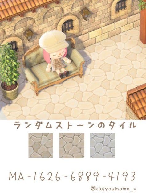 Acnh Stone Tile Path, Animal Crossing Design Codes Ground, Acnh Terracotta Path Border, Ground Design Animal Crossing, Acnh Tile Codes, Acnh Stone Tile, Acnh Stone Code, Acnh Path Codes Stone, Animal Crossing New Horizon Motif Sol