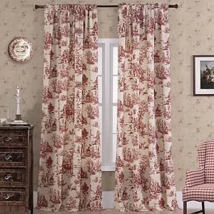 Curtains Living Room With Red Sofa, Laura Ashley Gosford Cranberry Curtains, Laura Ashley Cranberry Living Room, Ranch Home Style, Apartment Manifestation, Antique French Decor, Creative Curtains, Decorating With Red, Toile Curtains